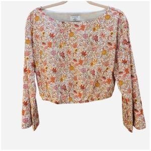 J. Crew Relaxed Crop Blouse in Cream and Tan